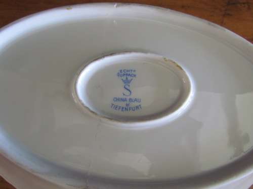 TIEFENFURT Germany BLUE & WHITE BOWL with HANDLES damaged Stunning!!!!
