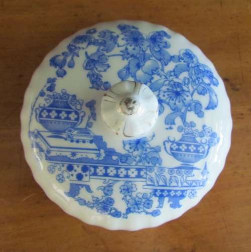 BLUE + WHITE BUTTER DISH TOP=TIEFENFURT=CHINA BLAU=Germany=add side plate for complete dish=STUNNING