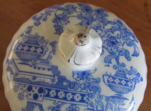BLUE + WHITE BUTTER DISH TOP=TIEFENFURT=CHINA BLAU=Germany=add side plate for complete dish=STUNNING