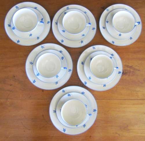 TEA TRIO`S x 6 EAMAG PORCELAIN Schönwald GERMANY BLUE & WHITE 18 pieces EGGSHELL THIN!!!!