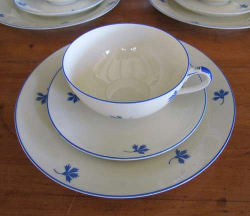 TEA TRIO`S x 6 EAMAG PORCELAIN Schönwald GERMANY BLUE & WHITE 18 pieces EGGSHELL THIN!!!!