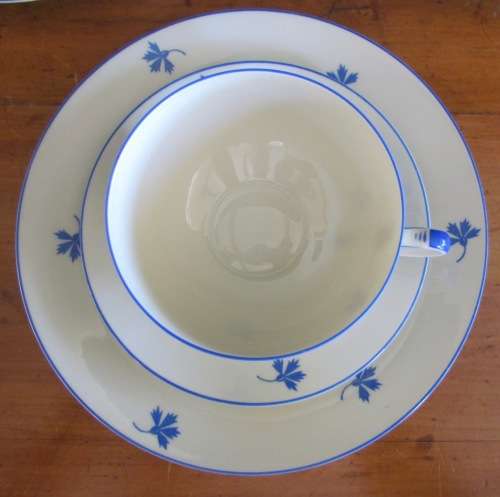 TEA TRIO`S x 6 EAMAG PORCELAIN Schönwald GERMANY BLUE & WHITE 18 pieces EGGSHELL THIN!!!!