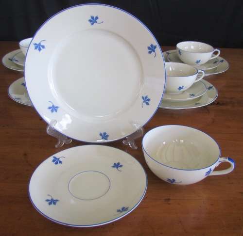 TEA TRIO`S x 6 EAMAG PORCELAIN Schönwald GERMANY BLUE & WHITE 18 pieces EGGSHELL THIN!!!!