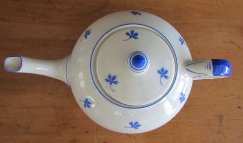 Schönwald PORCELAIN EAMAG BAVARIA GERMANY TEA SET 6 TRIOS TEAPOT MILK SUGAR CAKE 1927 BLUE and WHITE