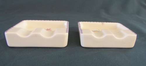 ASHTRAYS x 2 POOLE Identical PAIR 1922-45 England STUNNING `BN` FLORAL PATTERN Cigarettes Smokers