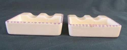 ASHTRAYS x 2 POOLE Identical PAIR 1922-45 England STUNNING `BN` FLORAL PATTERN Cigarettes Smokers