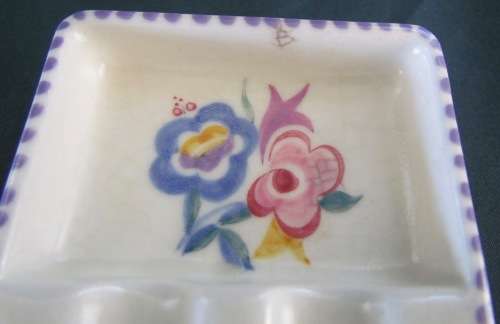ASHTRAYS x 2 POOLE Identical PAIR 1922-45 England STUNNING `BN` FLORAL PATTERN Cigarettes Smokers