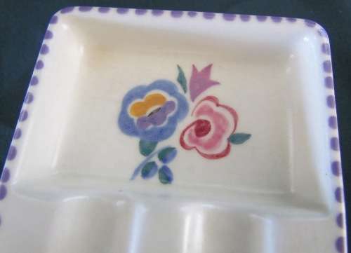 ASHTRAYS x 2 POOLE Identical PAIR 1922-45 England STUNNING `BN` FLORAL PATTERN Cigarettes Smokers
