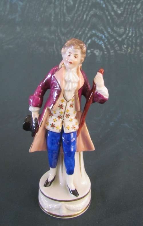 CHELSEA PORCELAIN FACTORY=FIGURINE=Gold Anchor Mark=Chelsea period 1756-59=MAN WITH TOPHAT & TAILS