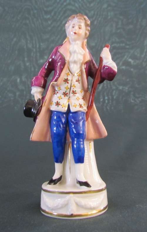 CHELSEA PORCELAIN FACTORY=FIGURINE=Gold Anchor Mark=Chelsea period 1756-59=MAN WITH TOPHAT & TAILS