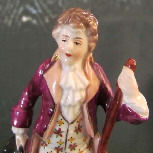 CHELSEA PORCELAIN FACTORY=FIGURINE=Gold Anchor Mark=Chelsea period 1756-59=MAN WITH TOPHAT & TAILS