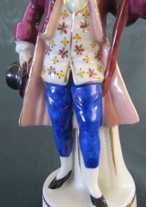 CHELSEA PORCELAIN FACTORY=FIGURINE=Gold Anchor Mark=Chelsea period 1756-59=MAN WITH TOPHAT & TAILS