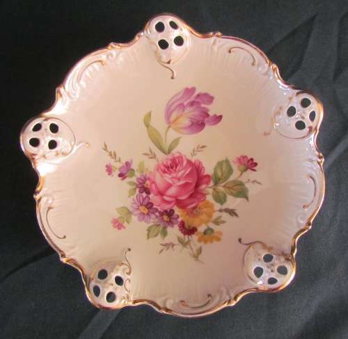 ROSENTHAL Moliere Bowls x 3 gaduating sizes flower design pierced gilt rims 1945/1946 STUNNING SET!