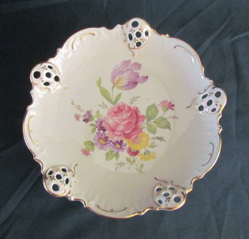 ROSENTHAL Moliere Bowls x 3 gaduating sizes flower design pierced gilt rims 1945/1946 STUNNING SET!