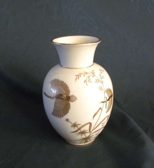 JOHANN HAVILAND=BAVARIA=VASE=GERMANY=rich golden decorated 60's bird & plant design=SCARCE!!!!