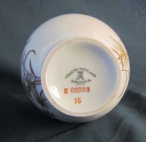 JOHANN HAVILAND=BAVARIA=VASE=GERMANY=rich golden decorated 60's bird & plant design=SCARCE!!!!
