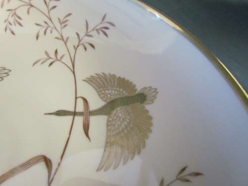 JOHANN HAVILAND BAVARIA FOOTED BOWL GERMANY rich golden decorated 60`s bird & plant design SCARCE!