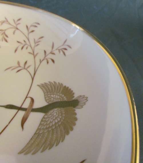 JOHANN HAVILAND BAVARIA FOOTED BOWL GERMANY rich golden decorated 60`s bird & plant design SCARCE!