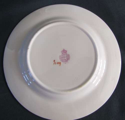 ROYAL WORCESTER 6 x SIDE / CAKE PLATES WHITE Black detailed border and red dots Hand-painted!!!!