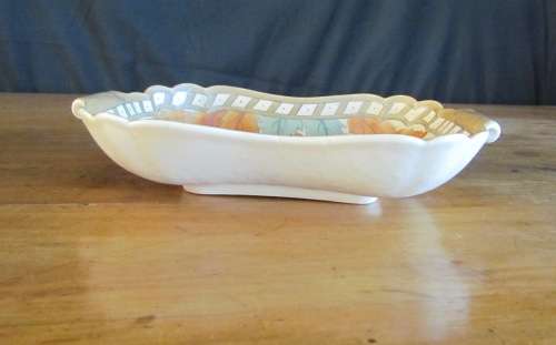 CROWN DUCAL CHARLOTTE RHEAD ENGLAND Rectangular Fruit/Serving Dish Handles Golden Leaves 4921 1940`s