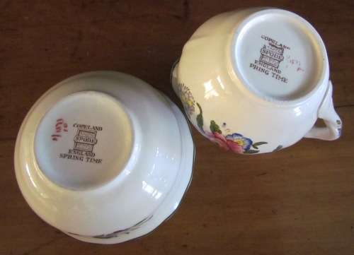 COPELAND SPODE Spring Time England TEA for 1 SET small Teapot 1 Trio Milk Sugar FLOWERS!!!