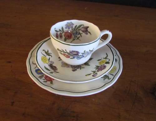 COPELAND SPODE Spring Time England TEA for 1 SET small Teapot 1 Trio Milk Sugar FLOWERS!!!