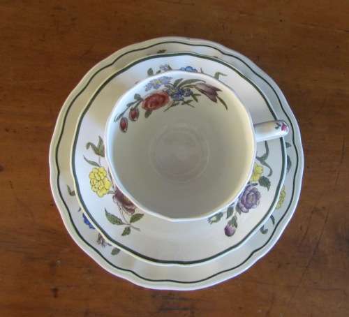 COPELAND SPODE Spring Time England TEA for 1 SET small Teapot 1 Trio Milk Sugar FLOWERS!!!