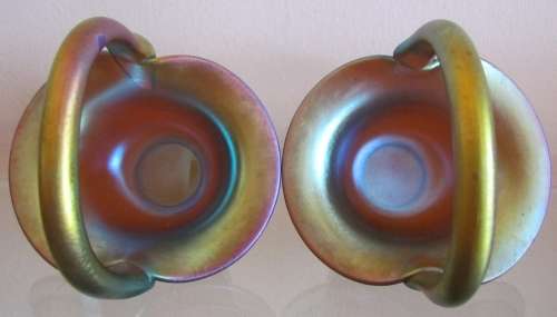 WMF MYRA HANDCRAFTED ART GLASS BASKETS x 2 (PAIR) GERMANY Karl Wiedmann STUNNING in the SUN!!