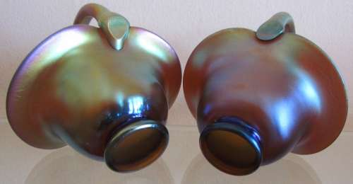 WMF MYRA HANDCRAFTED ART GLASS BASKETS x 2 (PAIR) GERMANY Karl Wiedmann STUNNING in the SUN!!
