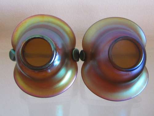 WMF MYRA HANDCRAFTED ART GLASS BASKETS x 2 (PAIR) GERMANY Karl Wiedmann STUNNING in the SUN!!