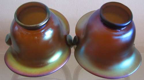 WMF MYRA HANDCRAFTED ART GLASS BASKETS x 2 (PAIR) GERMANY Karl Wiedmann STUNNING in the SUN!!