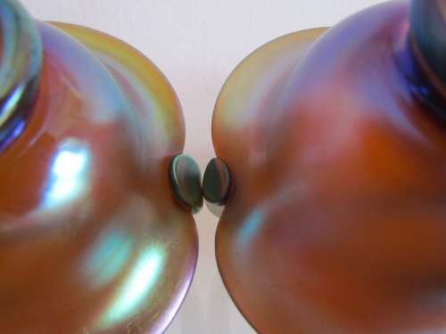 WMF MYRA HANDCRAFTED ART GLASS BASKETS x 2 (PAIR) GERMANY Karl Wiedmann STUNNING in the SUN!!