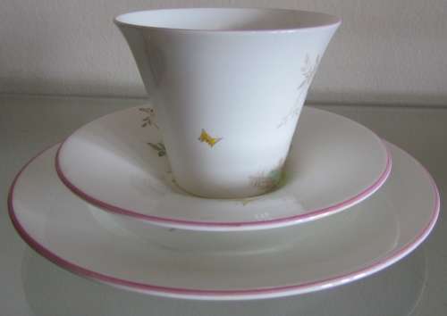 SHELLEY WILD FLOWERS Trio `IDEAL CHINA` WR076 Pink Rims Unusual and Beautiful!!!!!