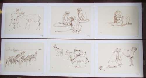 ZAKKIE ELOFF=SA Artist=SIGNED PRINTS=SET of 6=UNFRAMED 310mm x 400mm outer=247mm x 340mm inner.