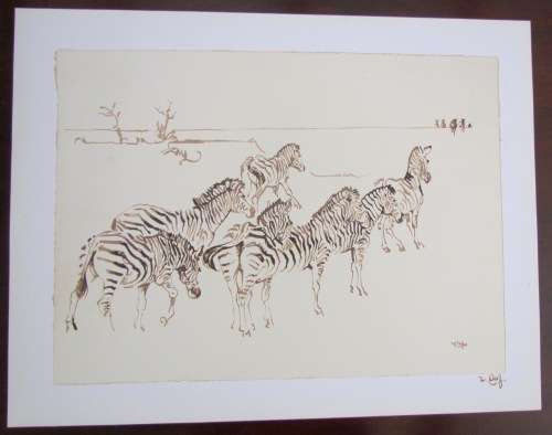ZAKKIE ELOFF=SA Artist=SIGNED PRINTS=SET of 6=UNFRAMED 310mm x 400mm outer=247mm x 340mm inner.