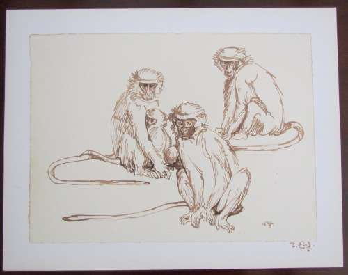 ZAKKIE ELOFF=SA Artist=SIGNED PRINTS=SET of 6=UNFRAMED 310mm x 400mm outer=247mm x 340mm inner.