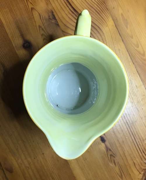 JUG=PITCHER=SHELLEY=ENGLAND=1930's=HARMONY PATTERN=DRIP GLAZE=BANDED=ORANGE=YELLOW=GREY=STUNNING!!!!