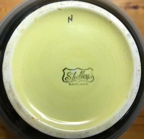 JUG=PITCHER=SHELLEY=ENGLAND=1930's=HARMONY PATTERN=DRIP GLAZE=BANDED=ORANGE=YELLOW=GREY=STUNNING!!!!