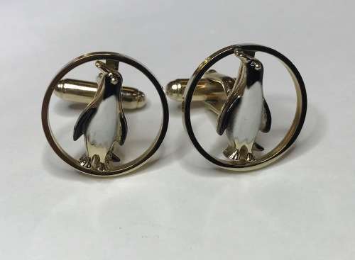 CUFF LINKS=CUFFLINKS=PENGUINS=AND MATCHING TIEPIN=!!!REALLY CUTE!!!=GREAT CONDITION!