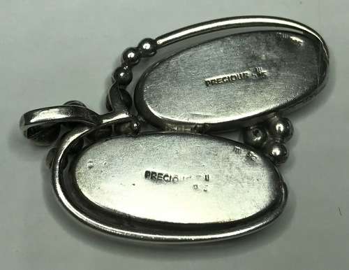 STERLING SILVER PENDANT WITH ONYX OR PETRIFIED WOOD HANDMADE DIFFERENT UNUSUAL DESIGN!!!