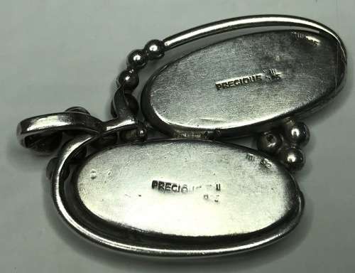STERLING SILVER PENDANT WITH ONYX OR PETRIFIED WOOD HANDMADE DIFFERENT UNUSUAL DESIGN!!!