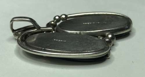 STERLING SILVER PENDANT WITH ONYX OR PETRIFIED WOOD HANDMADE DIFFERENT UNUSUAL DESIGN!!!