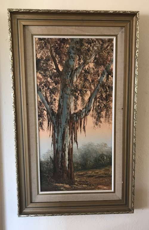 LOUISE REPSOLD Oil Painting `THE GUMTREE` South African Artist Framed 476mm x 782mm high AWESOME!!!