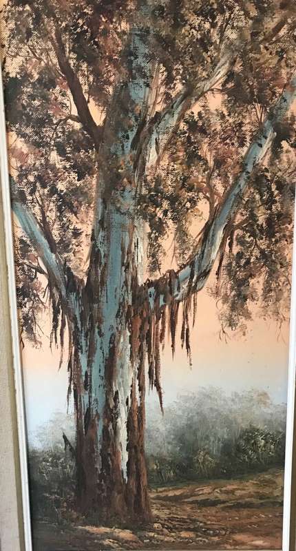 LOUISE REPSOLD Oil Painting `THE GUMTREE` South African Artist Framed 476mm x 782mm high AWESOME!!!