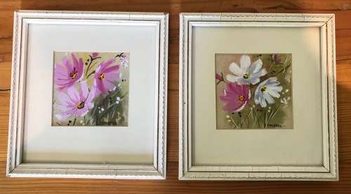 COSMOS WATERCOLOUR PAINTINGS=PAIR=Artist-Doreen=Beautiful pair!!!!