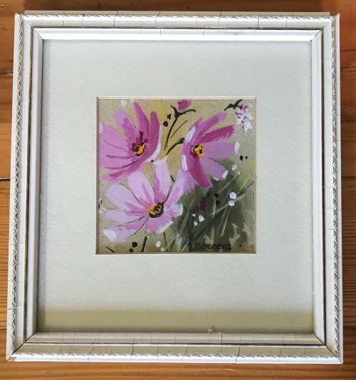 COSMOS WATERCOLOUR PAINTINGS=PAIR=Artist-Doreen=Beautiful pair!!!!