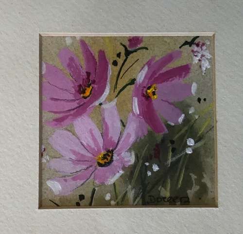 COSMOS WATERCOLOUR PAINTINGS=PAIR=Artist-Doreen=Beautiful pair!!!!