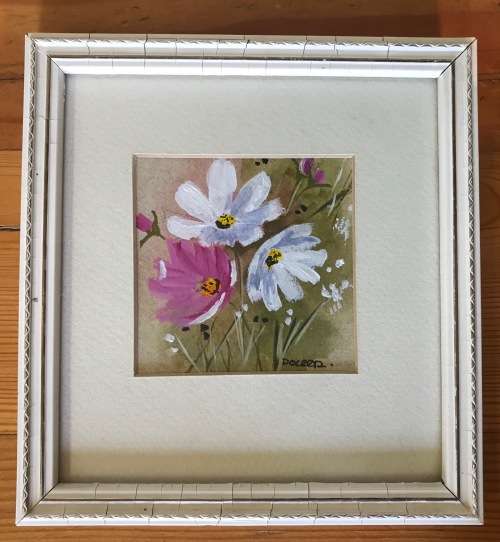 COSMOS WATERCOLOUR PAINTINGS=PAIR=Artist-Doreen=Beautiful pair!!!!