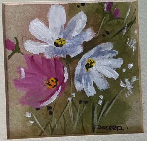 COSMOS WATERCOLOUR PAINTINGS=PAIR=Artist-Doreen=Beautiful pair!!!!
