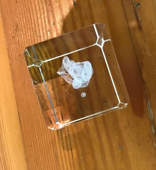 PAPERWEIGHT ACRYLIC 3D LASER optic BLOCK GOLFER DRIVING WITH BALL ON THE TEE!!!! GOLF.